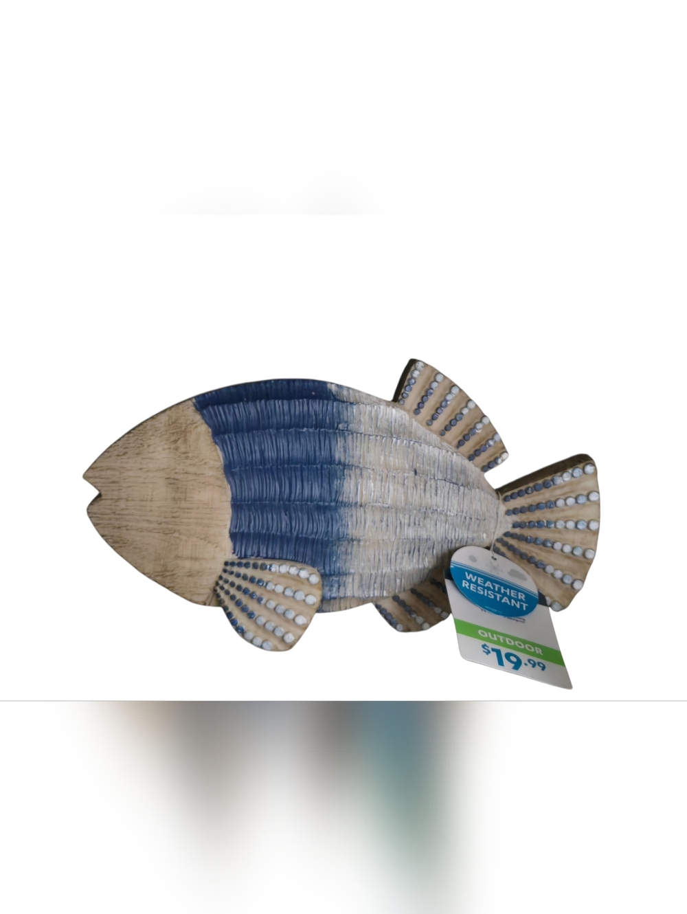Decorative Blue & Natural Wooden Fish Wall Accent